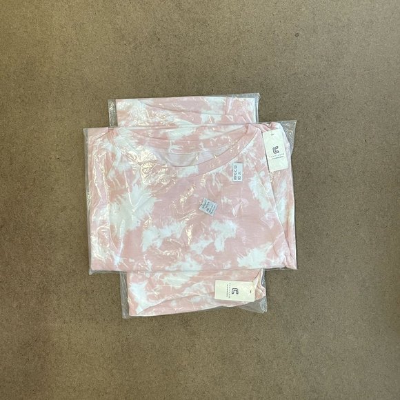 WOMENS PINK/WHITE TIE-DYE OFF-THE-SHOULDER SWEATER - NWT - SZ:S/M, L/XL - Picture 12 of 13